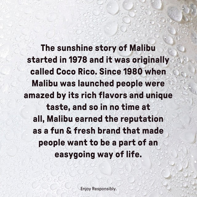 Malibu Original White Rum Coconut Flavour 70cl bottle, imported from the UK