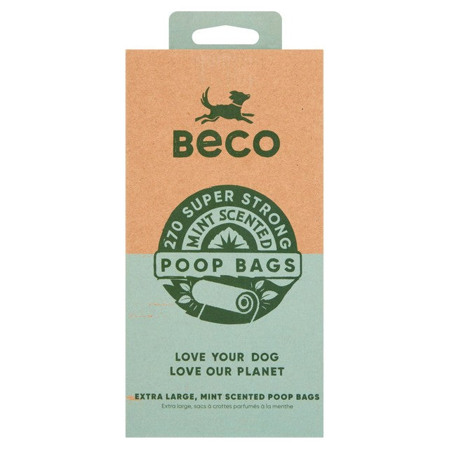 Beco mint scented extra large dog poop bags 270 pack - British product