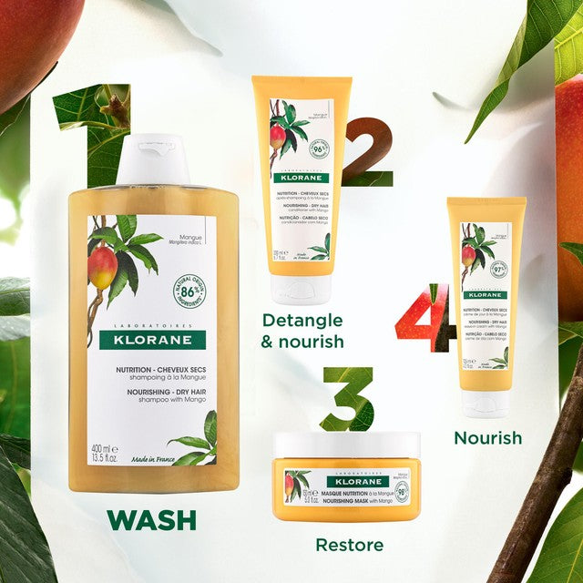 Klorane Nourishing Shampoo with Mango for Dry Hair 400ml, UK version