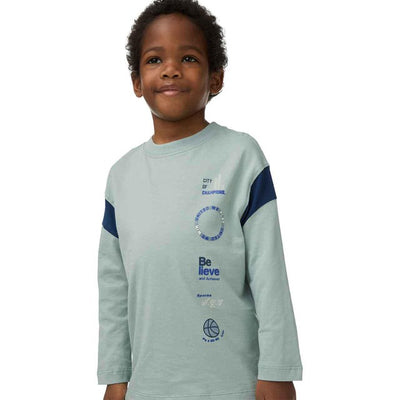 M&S Varsity Top أخضر فاتح للأطفال بأكمام طويلة 3-4 سنوات
