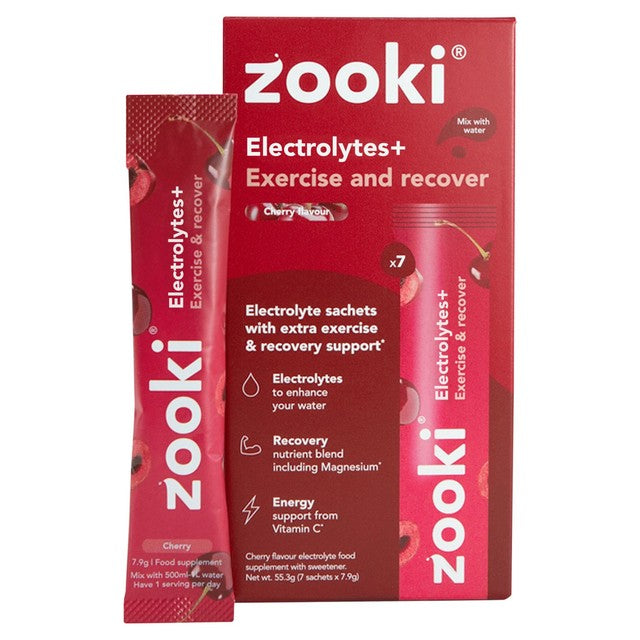 Zooki Electrolytes+ Exercise cherry flavour powder, UK version