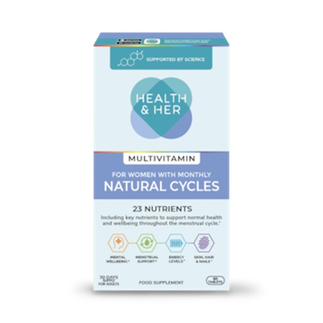 Health & Her multivitamin for natural cycles supplement, UK version