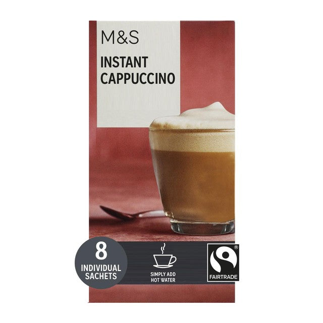 M&S instant cappuccino powder sachets 124g, imported from the UK