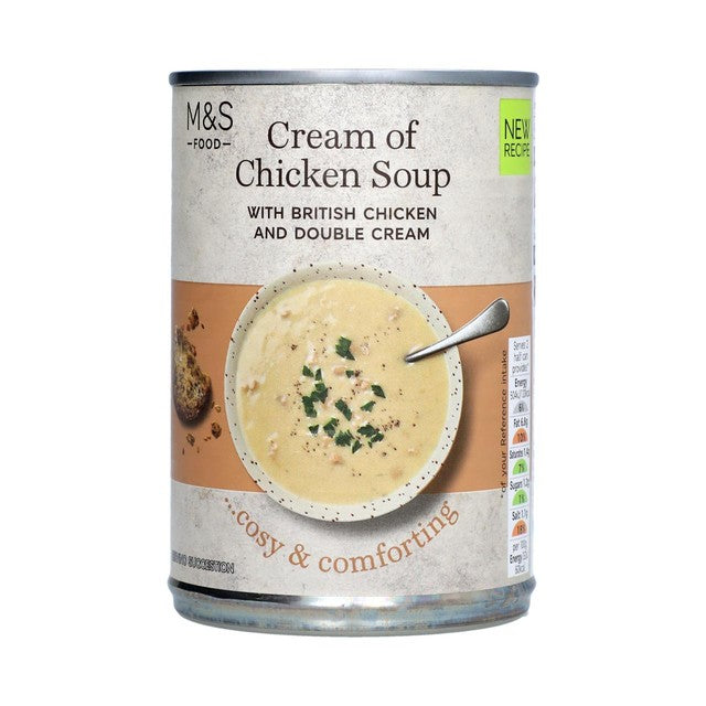 M&S cream of chicken soup 400g, imported from the UK