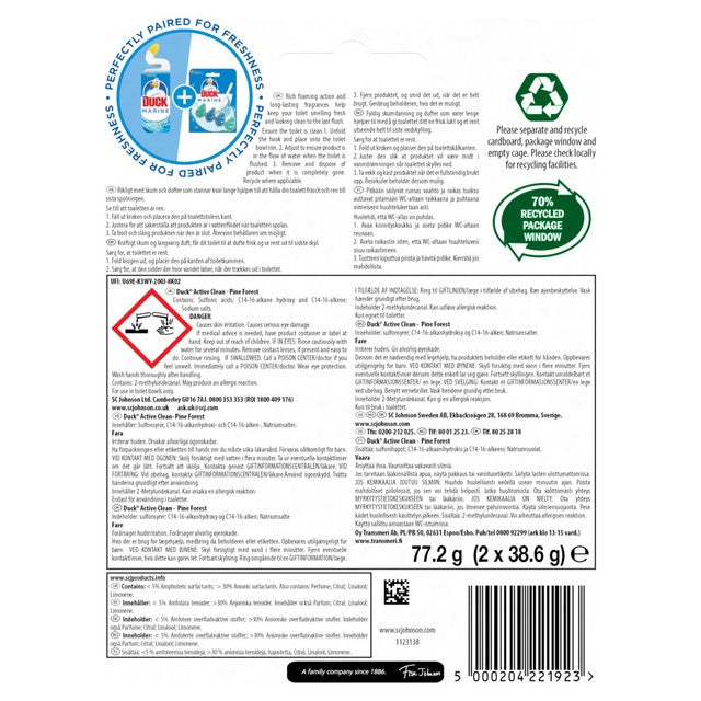 Toilet Duck Pine toilet rim block duo pack - British product