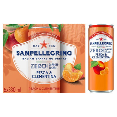 M&S San Pellegrino Zero Fersken & Clementin Sprudlende Drikke 6 x 330ml- Kjøp online på McGrocer