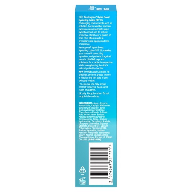 Neutrogena Hydro Boost Hydrating Lotion SPF 25 50ml, imported from the UK