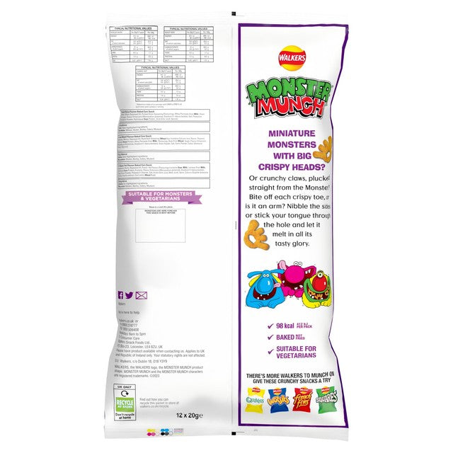 Walkers Monster Munch Variety Multipack 12 x 20g packets (British brand)