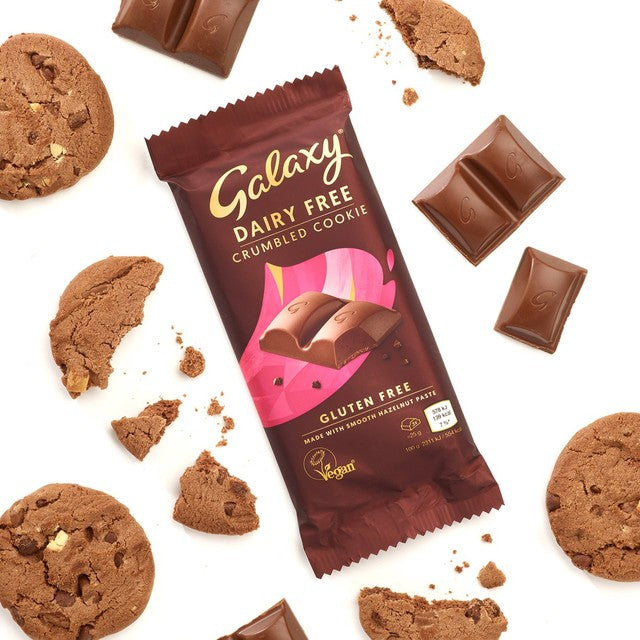 Galaxy vegan chocolate bar with smooth crumbled cookie 100g, UK version