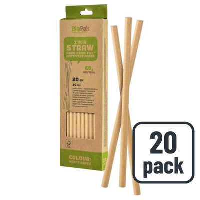 M&S Duni BioPak Bio Kraft Recyclable Paper Straws 20 per pack- Buy online at McGrocer