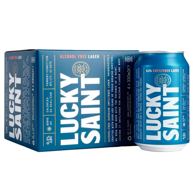 Lucky Saint Lager Alcohol Free 0.5% 4 x 330ml, UK version
