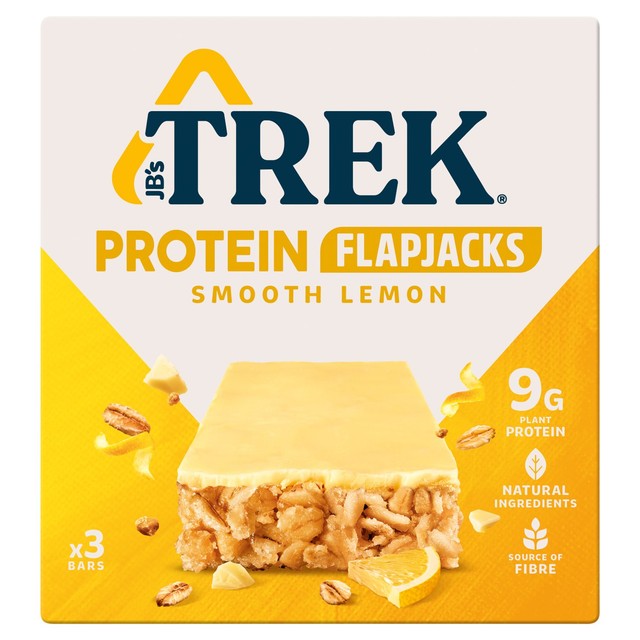 Trek smooth lemon protein flapjack bars multipack 3 x 50g (British brand)