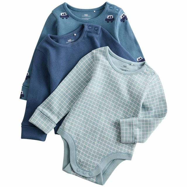 M&S baby bodysuits 6-9 Months 3 pack navy, imported from the UK