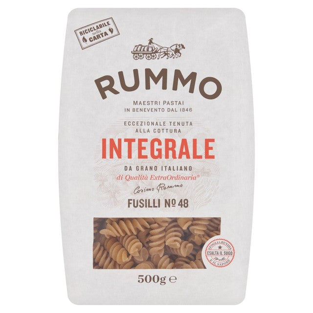 Rummo wholewheat fusilli pasta 500g, imported from the UK
