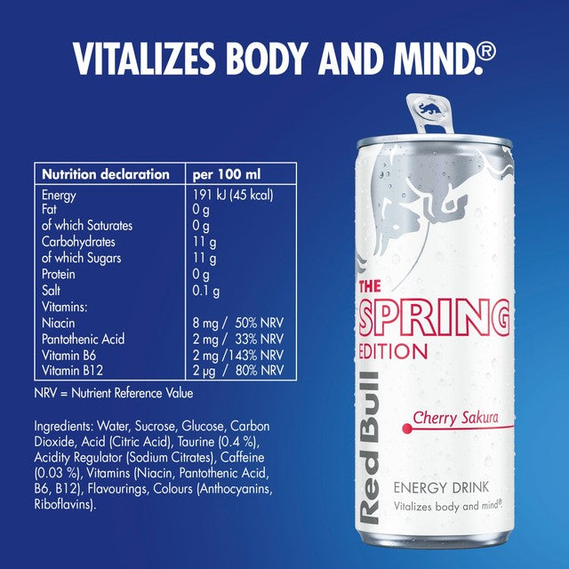 Red Bull energy drink Cherry Spring Edition, UK version