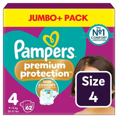 Pampers Premium Protection Bleier Størrelse 4 (9-14kg) Jumbo+ Pakke