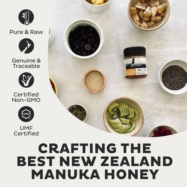 Steens MGO 263 UMF10 Manuka Honey 225g (British brand)