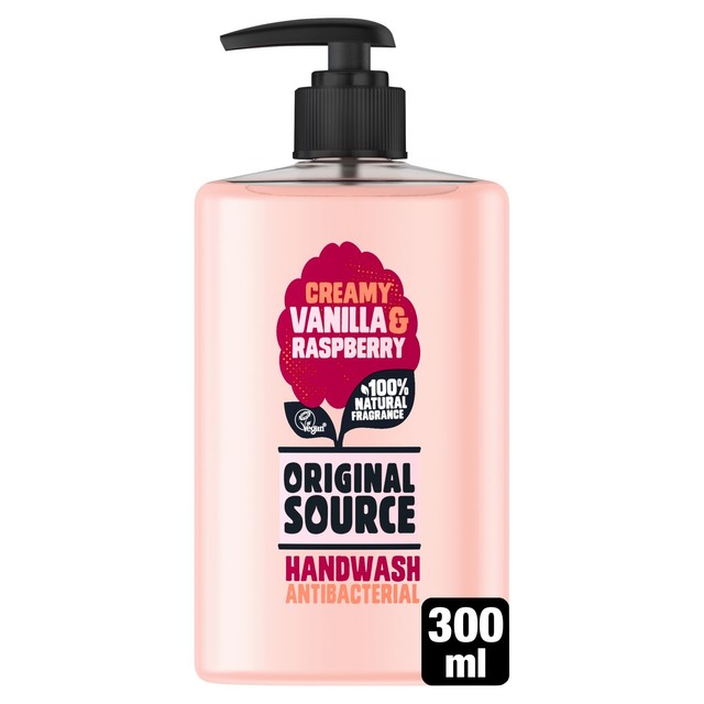 Original Source vanilla and raspberry antibacterial hand wash 300ml, imported from the UK