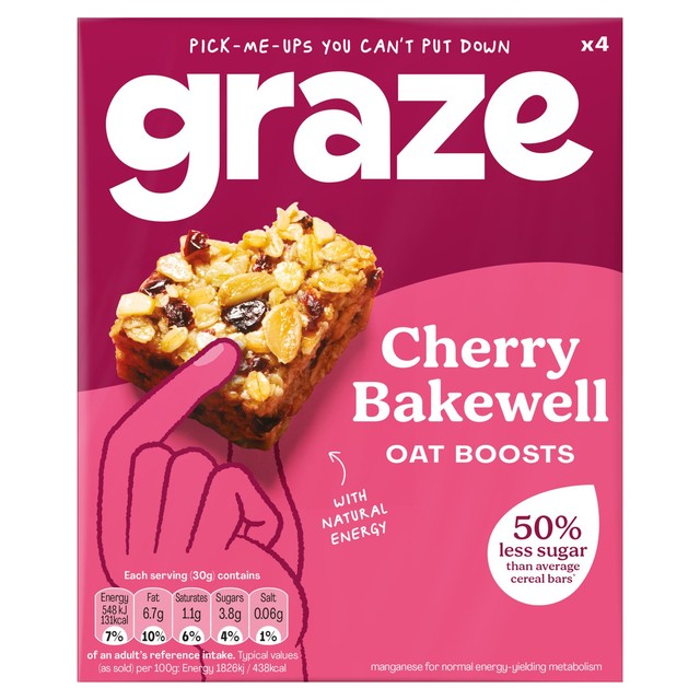 Graze Cherry Bakewell flapjack 4 x 30g, UK version