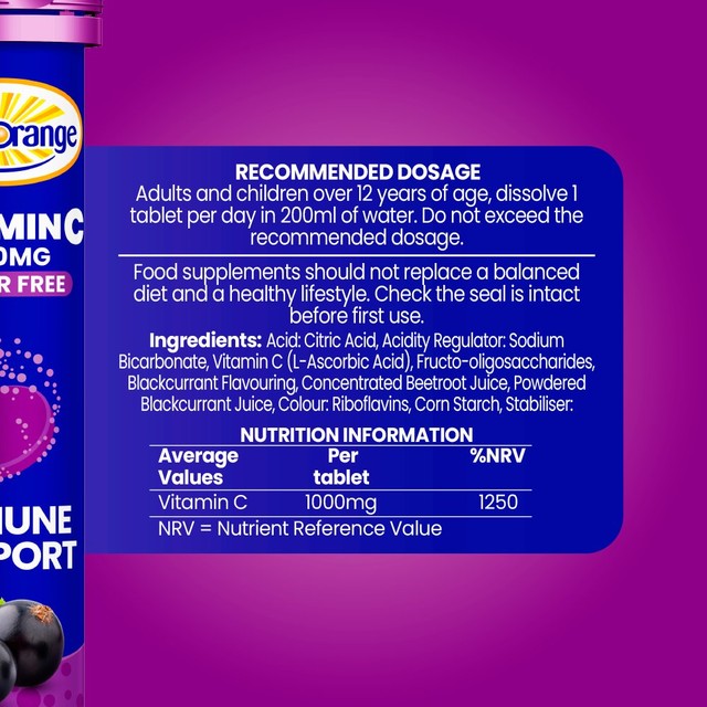 Haliborange Vitamin C Blackcurrant Effervescent Tablets 20 tablets, UK version