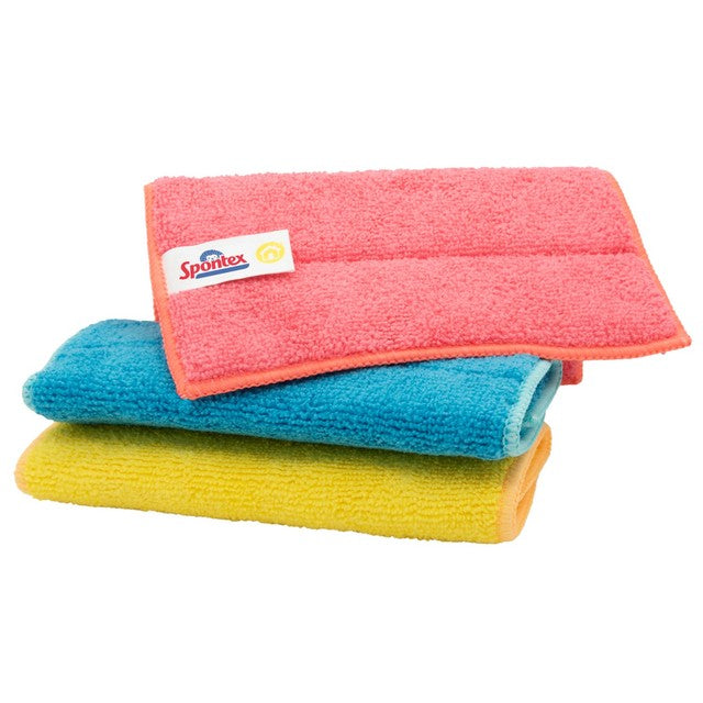 Spontex microfibre pads assorted colours 3 pack (British brand)