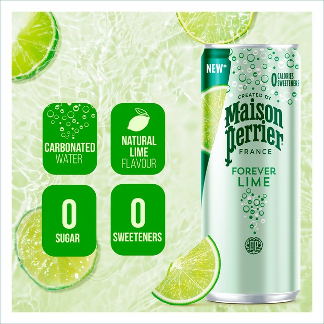 Maison Perrier Forever Lime sparkling water multipack, imported from the UK