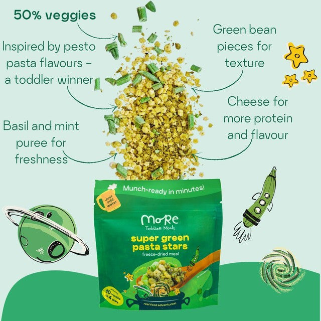 More Toddler Meals Super Green Pasta Stars toddler meal 150g (British brand)