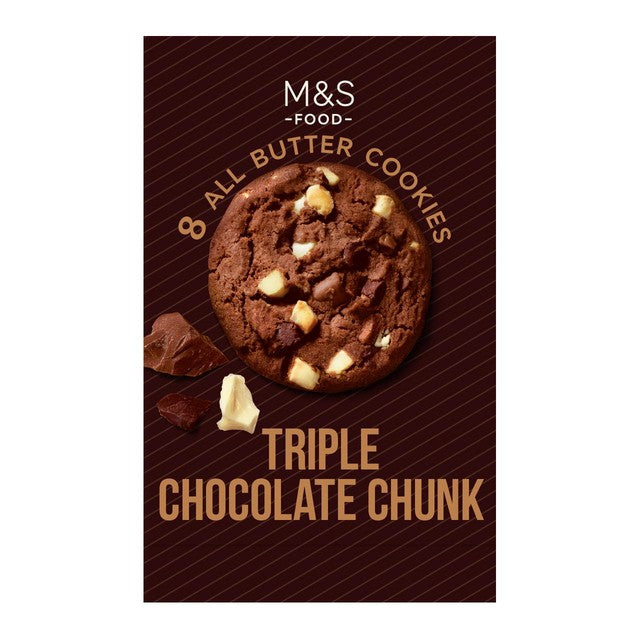 M&S triple chocolate chunk cookies 200g, imported from the UK