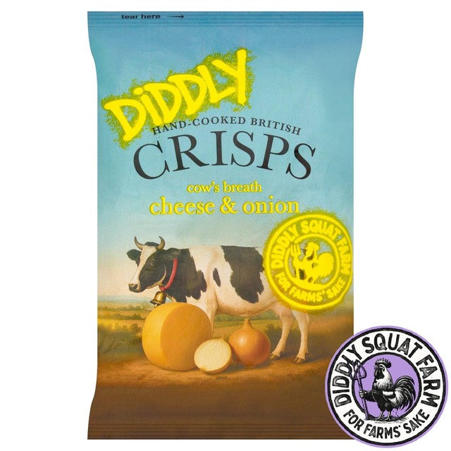 Diddly Squat Farm cheese and onion crisps, UK version