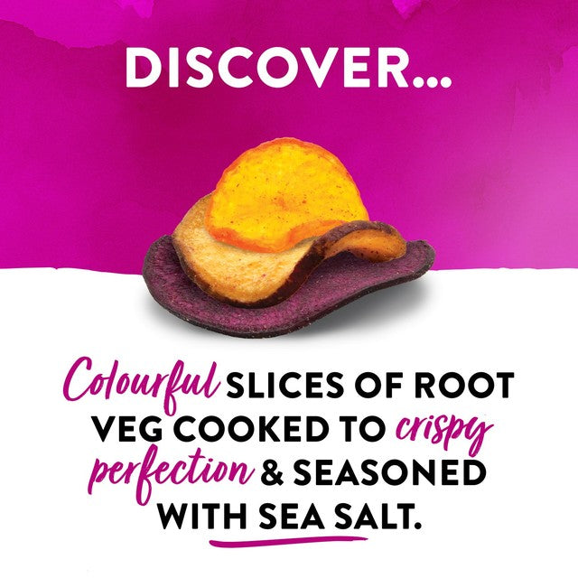 Emily Veg Crisps Rainbow Roots Sweet Potato, Carrot & Beetroot vegetable crisps 30g - British product