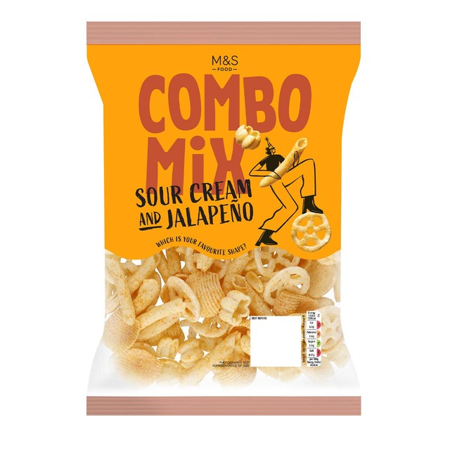 M&S Sour Cream & Jalapeno Crisps 150g, imported from the UK