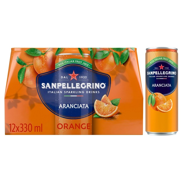 San Pellegrino Orange sparkling beverage 12 x 330ml cans (British brand)