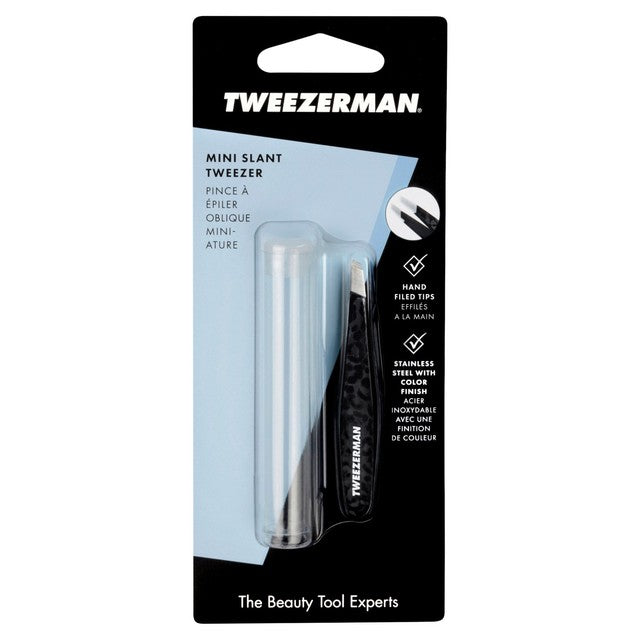Tweezerman Black Leopard Mini Slant Tweezer (British brand)