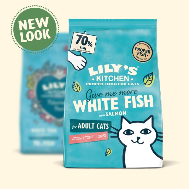 Lily's Kitchen white fish with salmon dry cat food, UK version