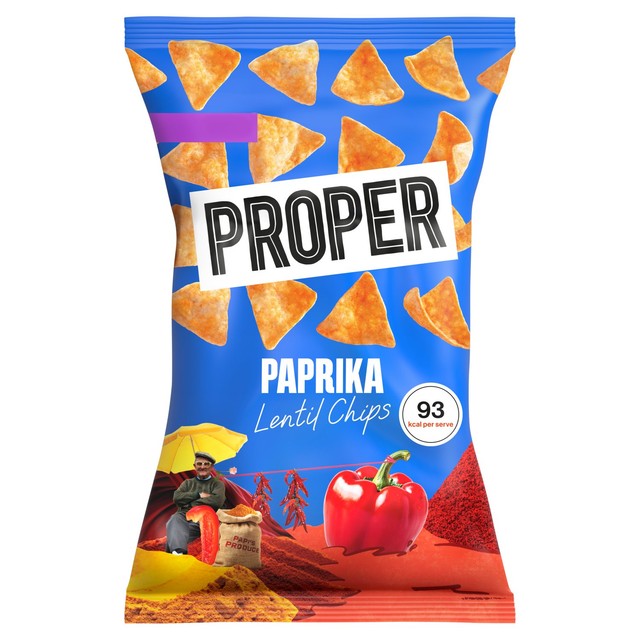 Properchips paprika lentil chips 85g, imported from the UK