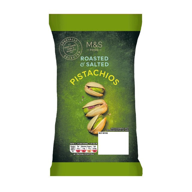 M&S roasted salted pistachios 150g, imported from the UK