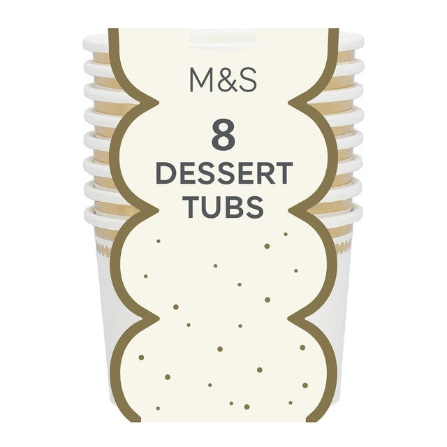 M&S white and gold paper dessert tubs 8 pack, imported from the UK