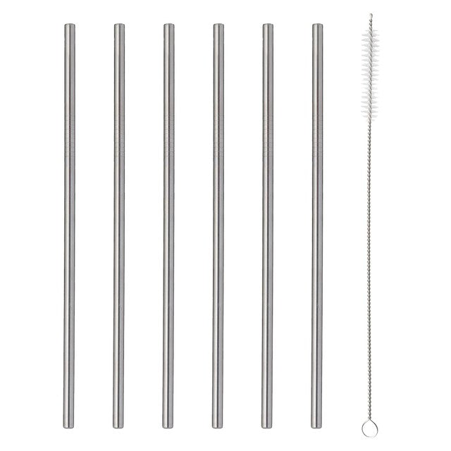 Viners stainless steel drinking straws 23cm 6 pack (British brand)