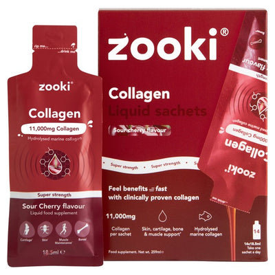 M&S Zooki Super Strength Marine Collagen 11,000mg Sour Cherry Sachets- Buy online at McGrocer