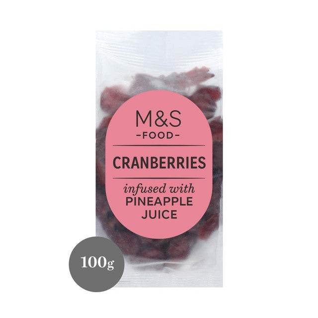 M&S dried cranberries sweetened pineapple juice 100g, imported from the UK