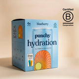 Punchy blueberry hydration sparkling drink 4 x 330ml cans, imported from the UK