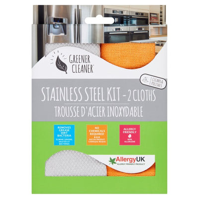 M&S Greener Cleaner Stainless Steel Microfibre Cloth Kit 30x35cm- Buy online at McGrocer