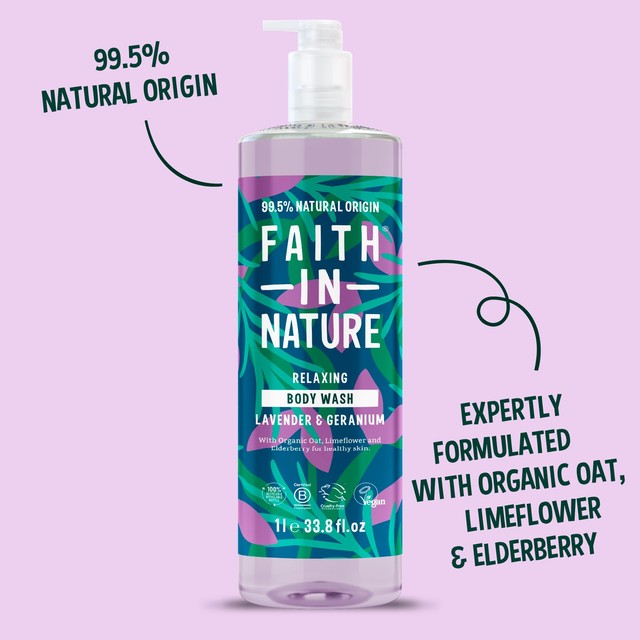 Faith In Nature lavender geranium body wash 1L - British product