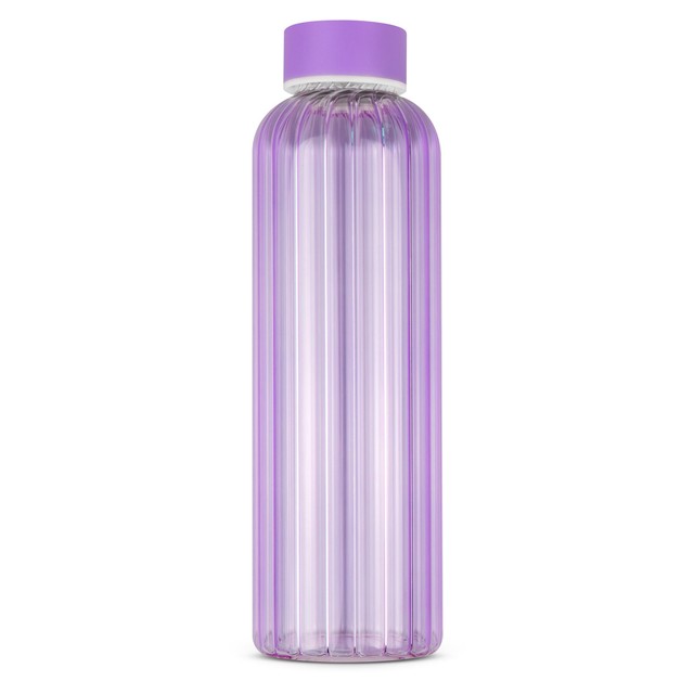 Cooke & Miller Lilac Ribbed Glass Water Bottle 500ml, UK version