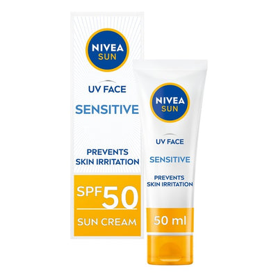 M&S Nivea SUN UV Face SPF 50 Sensitive Sun Cream 50ml- Buy online at McGrocer
