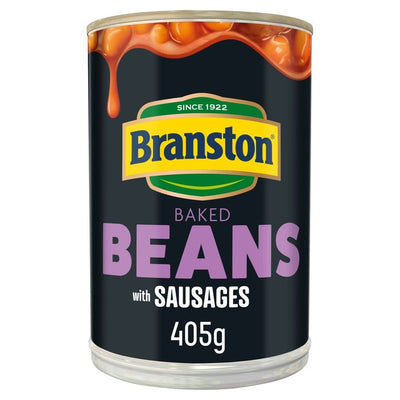 M&S Branston Baked Beans with Pork Sausages in Tomato Sauce 405g- Buy online at McGrocer