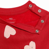 M&S heart sweat baby outfit red 6-9 months, imported from the UK