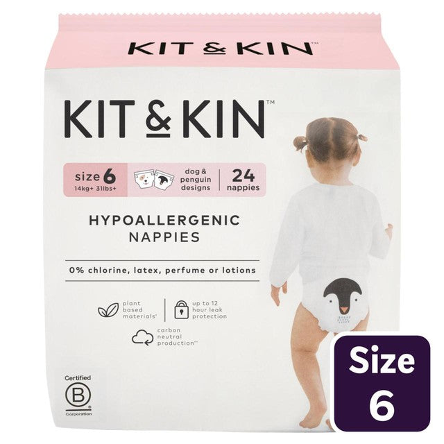 Kit & Kin hypoallergenic nappies size 6 (14+kg), UK version