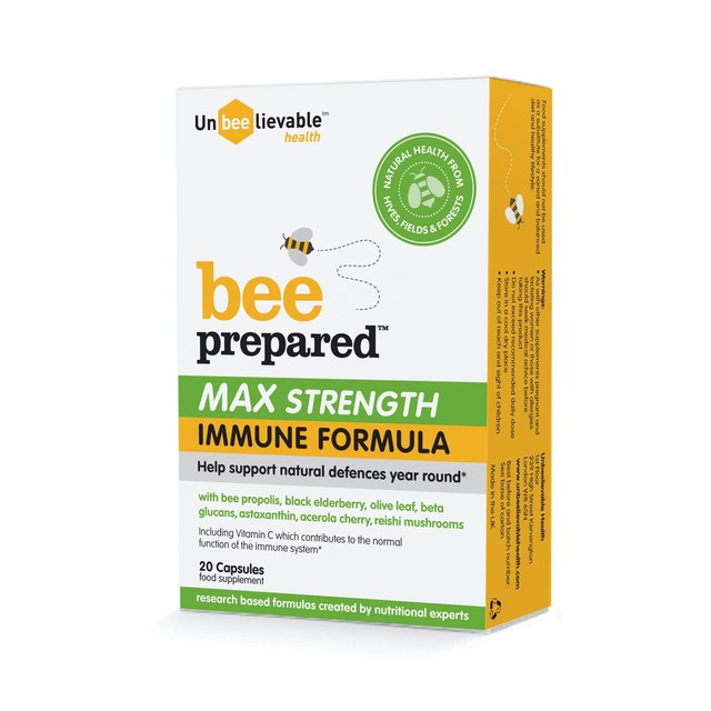Unbeelievable Health Bee Prepared Max Strength immune formula capsules 20 capsules (British brand)