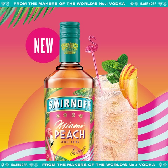 Smirnoff Miami Peach vodka 70cl (British brand)